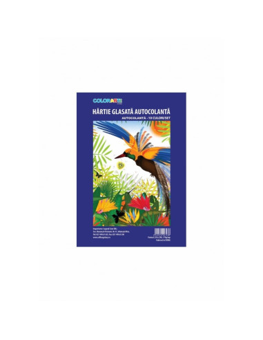 Hartie glasata Keyroad, 210x290 mm, 170g/mp, autocolant, set 8 culori
