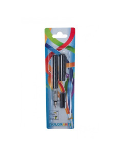 Stilou Colorarte Moon 33200006, alimentare rezerve, corp negru cu model carbon, blister (+2 rezerve)
