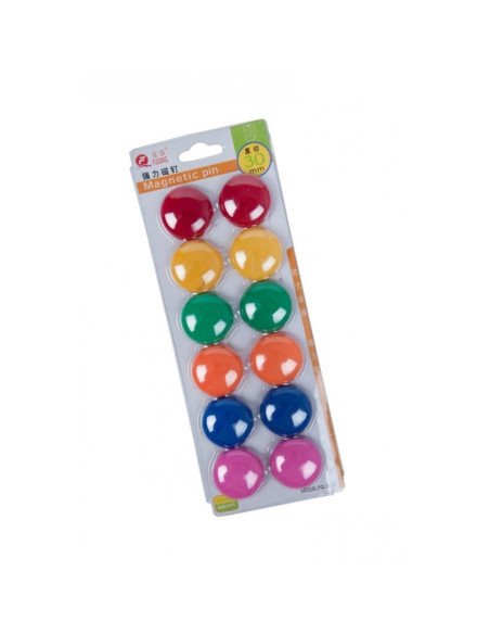 Magneti pentru tabla CNX 3012A, diametru 30mm, diverse culori, set 12 buc