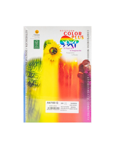 Carton colorat A4 Color Plus, 160g/mp, maro inchis, top 250 coli