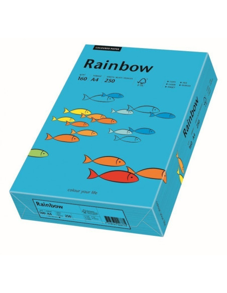 Carton colorat A4 Rainbow 88042769, 160g/mp, albastru intens, top 250 coli