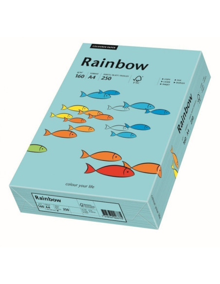 Carton colorat A4 Rainbow 88042725, 160g/mp, albastru medium, top 250 coli