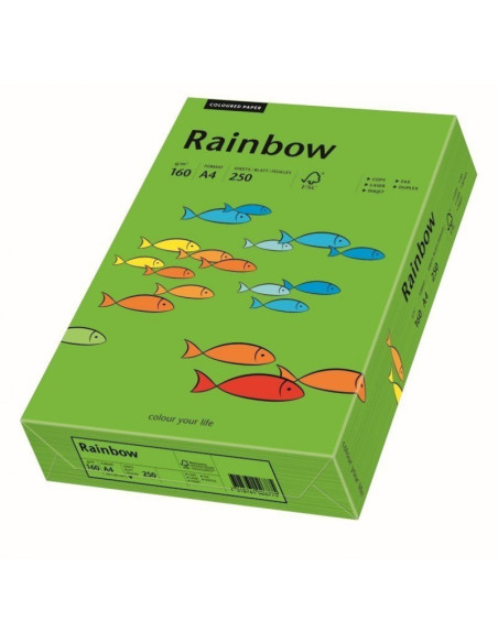 Carton colorat A4 Rainbow 88042681, 160g/mp, verde intens, top 250 coli