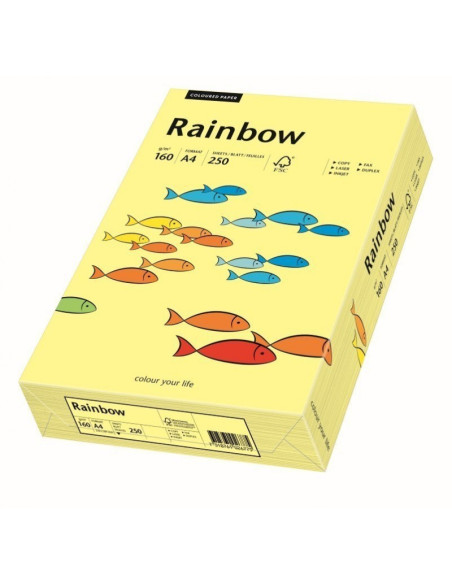 Carton colorat A4 Rainbow 88042305, 160g/mp, galben deschis, top 250 coli