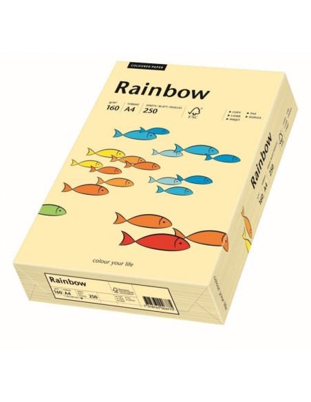 Carton colorat A4 Rainbow 88042257, 160g/mp, crem, top 250 coli