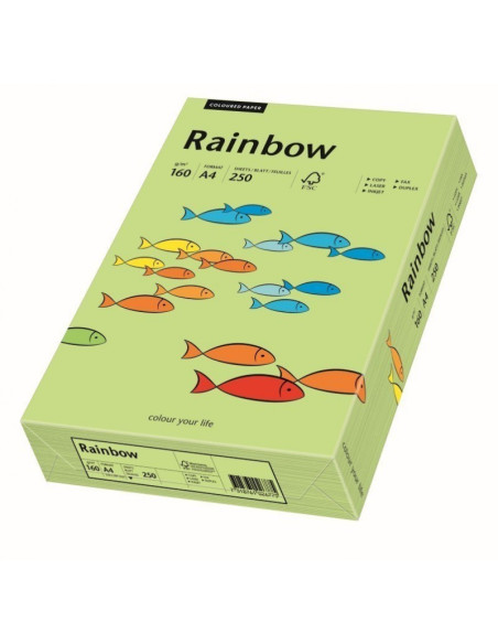 Carton colorat A4 Rainbow 88042593, 160g/mp, verde deschis, top 250 coli