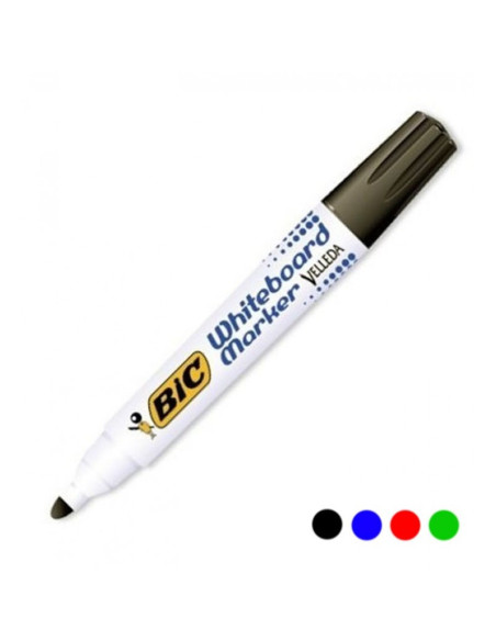 Marker tabla Bic Velleda 1704 / 907054, varf rotund, 2.5mm, corp gros, set 4 culori (verde, negru, albastru, rosu)
