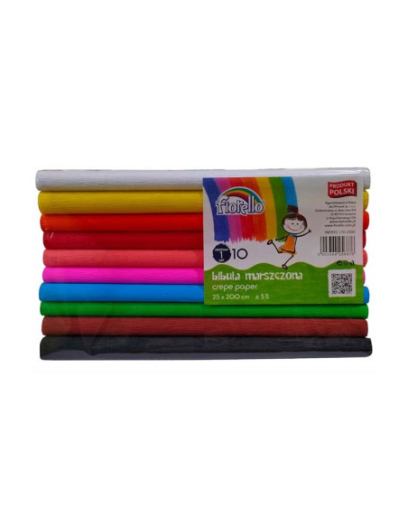 Hartie creponata Fiorello 170-2300, 25x200cm, diverse culori, set 10 role