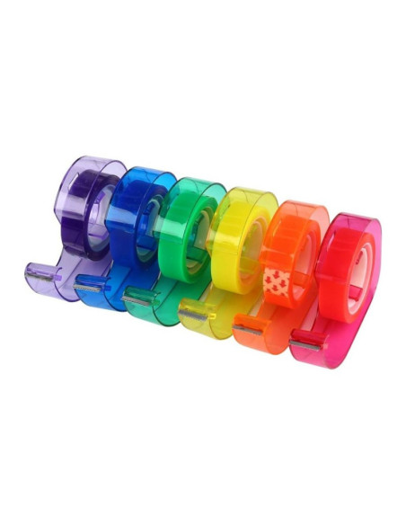Banda adeziva Eagle TY2040VM, pentru ambalare, 12mm, colorat, cu dispenser diverse culori, cutie 6 buc