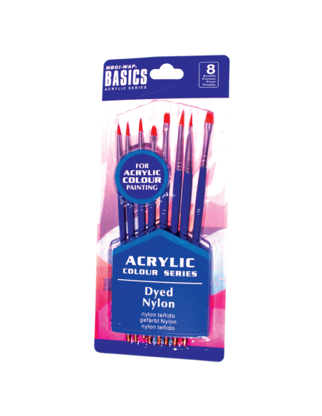 Pensula Magi-Wap BREA0813B, varf nylon rotund, lat, lat oblic, pictura cu culori acrilice, set 8 buc