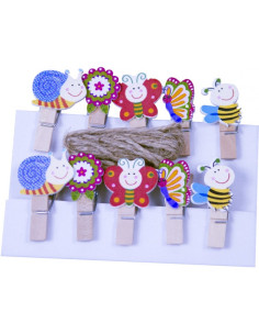 Accesorii creatie - lemn - carlig flori / insecte, natur, 3.5cm, set 10 buc, Colorarte