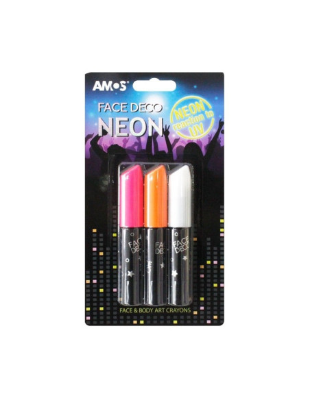 Face Deco AMOS Neon FD10B3-ND, set de 3 culori: roz, portocaliu, alb