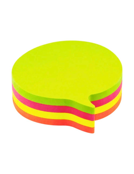 Notes adeziv Office Cover SN4505B, 100 coli, 75x75mm, 5 culori neon, forma balon, blister