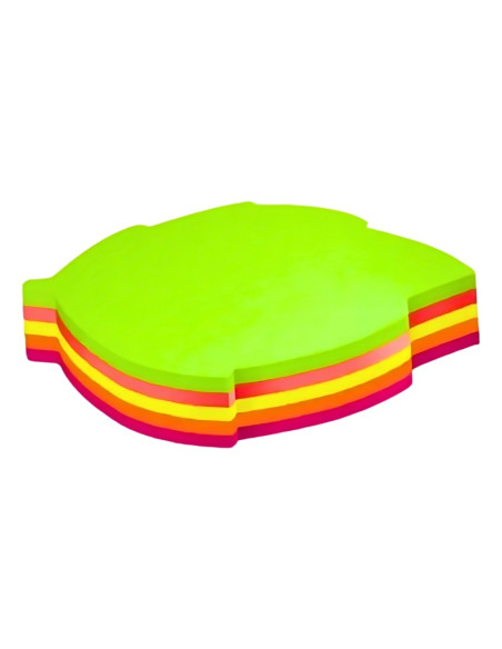 Notes adeziv Office Cover SN4505F, 100 coli, 75x75mm, 5 culori neon, forma frunza, blister