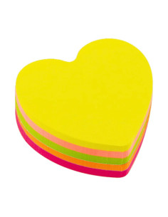 Notes adeziv Office Cover SN4505I, 100 coli, 75x75mm, 5 culori neon, forma inima, blister