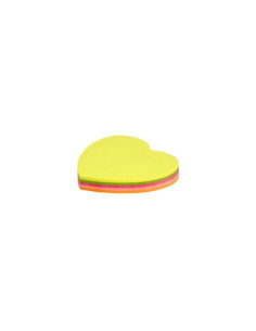 Notes adeziv Office Cover SN4505I, 100 coli, 75x75mm, 5 culori neon, forma inima, blister 2