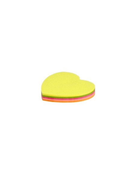 Notes adeziv Office Cover SN4505I, 100 coli, 75x75mm, 5 culori neon, forma inima, blister