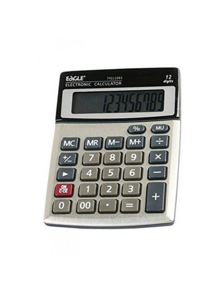 Calculator de birou Eagle TYCL1093RS, 12 digiti, alimentare baterie + solar, ecran inclinat