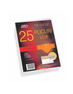 Plic standard C6L GPV 101012, alb, 70g/mp, 114x162mm, autoadeziv, cu clapa V, set 25 buc