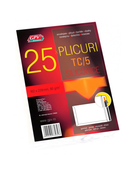 Plic standard C5T GPV 143032, alb, 80g/mp, 162x229mm, siliconic, set 25 buc
