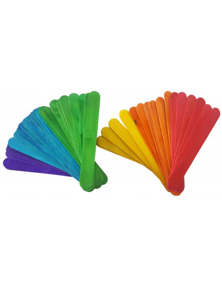 Accesorii creatie - lemn - betisoare late, diverse culori, 2x14.5cm, set 50 buc, Colorarte
