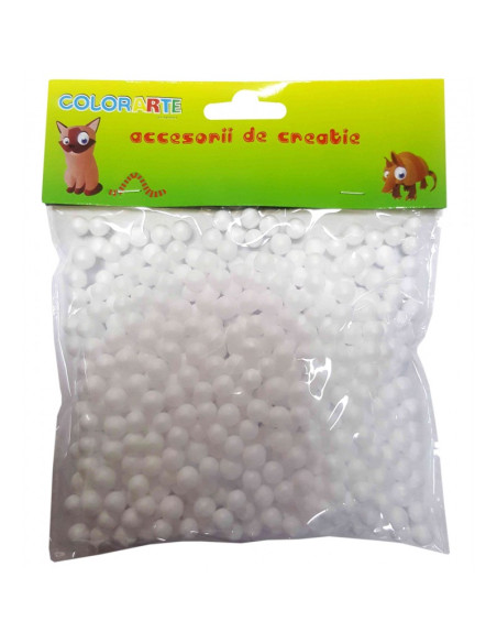 Accesorii creatie - polistiren - bile, alb, 0.5cm, Colorarte, 23166