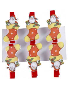 Accesorii creatie - lemn - carlig colorat cizmulita Craciun, colorat, 4.5cm, set 6 buc, Colorarte