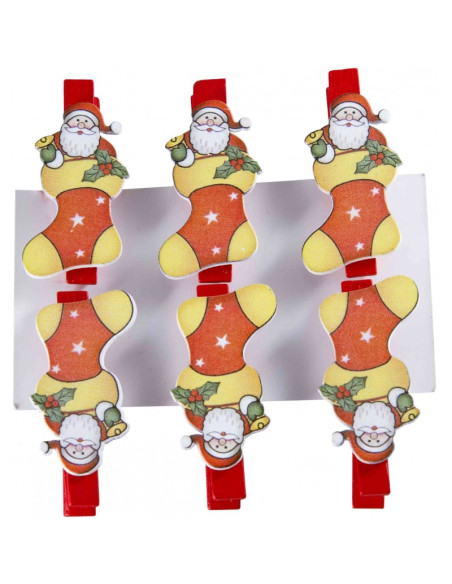 Accesorii creatie - lemn - carlig colorat cizmulita Craciun, colorat, 4.5cm, set 6 buc, Colorarte