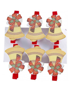 Accesorii creatie - lemn - carlig colorat clopotel, colorat, 4.5cm, set 6 buc, Colorarte