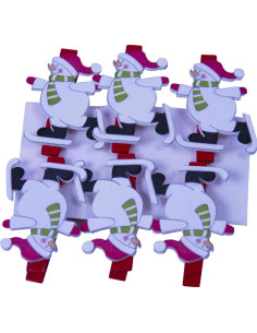 Accesorii creatie - lemn - carlig Om de zapada, colorat, 4.5cm, set 6 buc, Colorarte