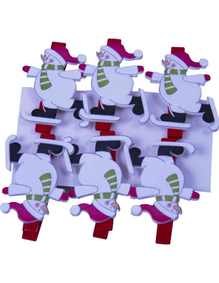 Accesorii creatie - lemn - carlig Om de zapada, colorat, 4.5cm, set 6 buc, Colorarte