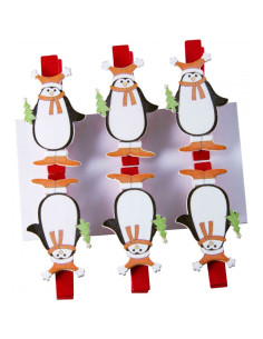 Accesorii creatie - lemn - carlig pinguin, colorat, 4.5cm, set 6 buc, Colorarte 2