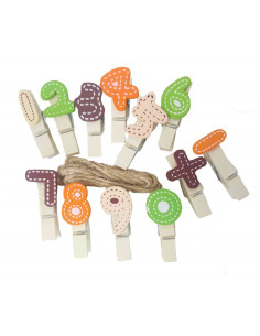 Accesorii creatie - lemn - carlig cifre colorate, natur, 3.5cm, Colorarte