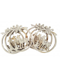 Accesorii creatie - lemn decupat - glob cu caprioara, set 6 buc, Colorarte, FS-MF