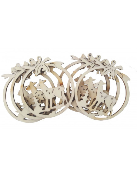 Accesorii creatie - lemn decupat - glob cu caprioara, set 6 buc, Colorarte, FS-MF