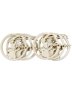 Accesorii creatie - lemn decupat - glob cu ingeras, set 6 buc, Colorarte