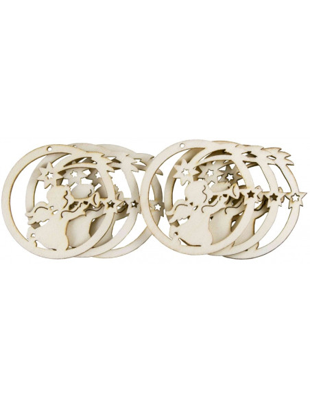 Accesorii creatie - lemn decupat - glob cu ingeras, set 6 buc, Colorarte