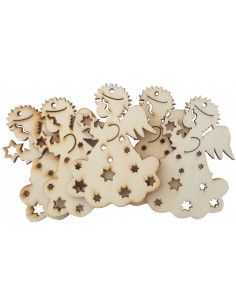 Accesorii creatie - lemn decupat - ingeras, set 6 buc, Colorarte, FS-MF