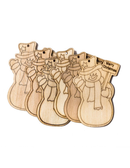 Accesorii creatie - lemn decupat - Om de zapada, set 6 buc, Colorarte, FS-M2