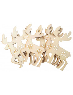Accesorii creatie - lemn decupat - reni, set 6 buc, Colorarte, FS-MF