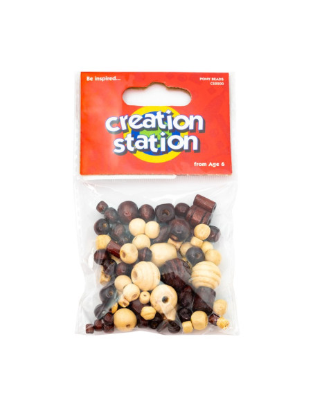 Accesorii creatie - lemn - margele, natur, set 50-80 buc, Colorarte