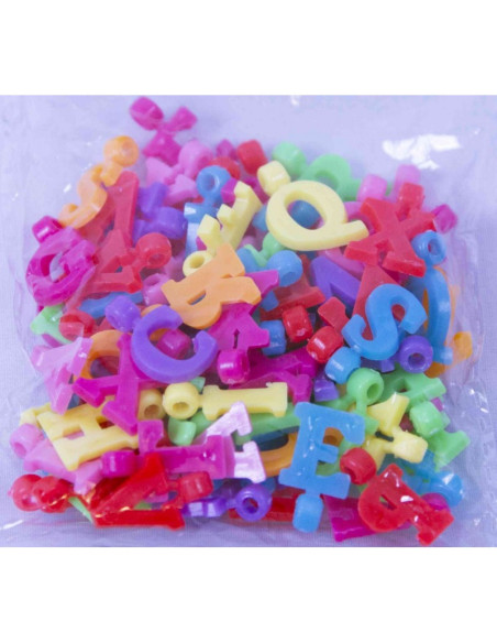 Accesorii creatie - margele alfabet plastic, diverse culori, set 80-100 buc, Colorarte