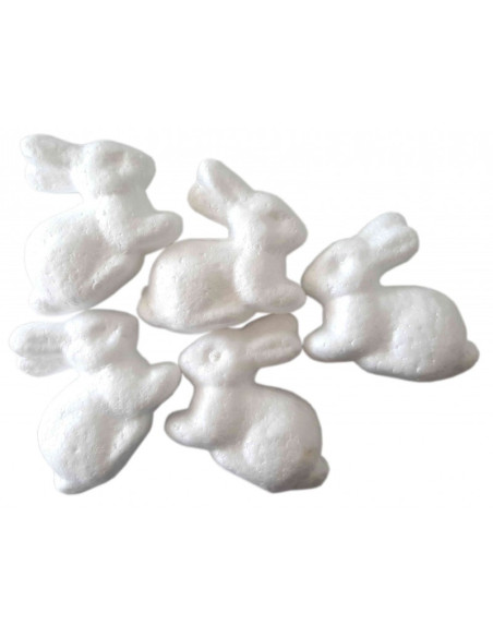 Accesorii creatie Colorarte polistiren, iepure, 6cm, 5 bucati/set