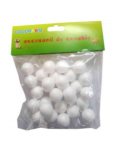 Accesorii creatie - polistiren - sfera mica, alb, 2cm, set 35-40 buc, Colorarte