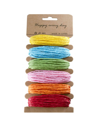 Accesorii creatie - sfoara hartie, 5m x 6 culori, Colorarte, diverse culori