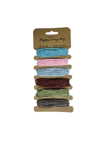 Accesorii creatie - sfoara hartie, 5m x 6 culori, Colorarte, diverse culori
