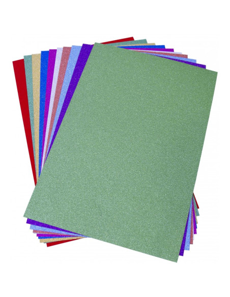 Hartie autocolanta A4 - fara model, 80g, cu sclipici, set 10 coli, Colorarte