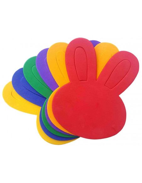 Forme decorative - hartie gumata - iepure, 14x15cm, 1mm, diverse culori, set 12 buc, Colorarte