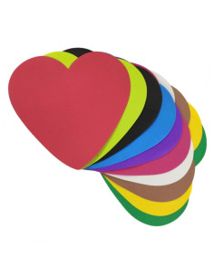 Forme decorative - hartie gumata - inima, 14x15cm, 1mm, diverse culori, set 12 buc, Colorarte