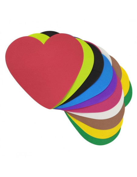 Forme decorative - hartie gumata - inima, 14x15cm, 1mm, diverse culori, set 12 buc, Colorarte